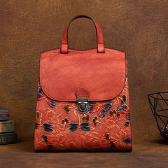 Casual Retro Cowhide Soft Leather Backpack Mssza