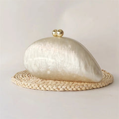 White Marble Acrylic Crystal Formal Stones Clutch Purse Mssza