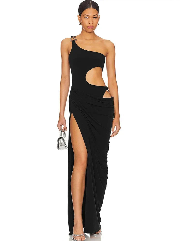 Irregular Hollow Split One Shoulder Dress Mssaz Desses