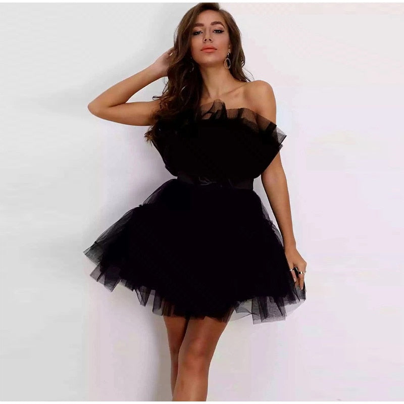 Off Shoulder Mesh Tutu Dress Bodycon Lace Short Dress Mssaz Desses