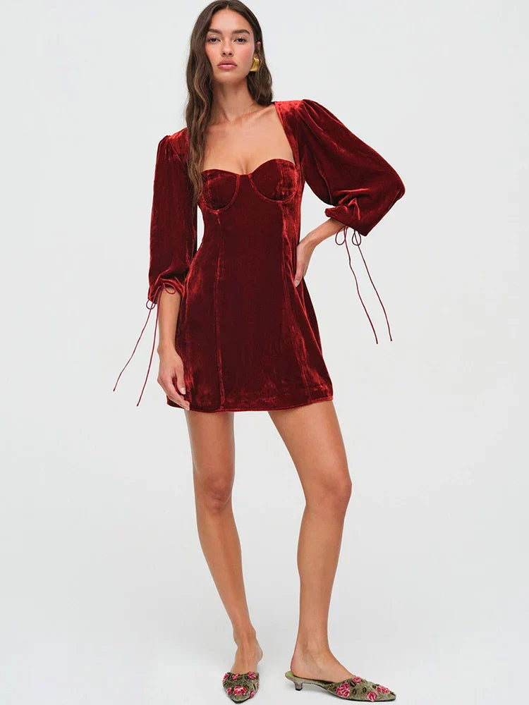 Backless Lace Up Long Sleeve Dress Mssaz Desses