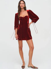 Backless Lace Up Long Sleeve Dress Mssaz Desses