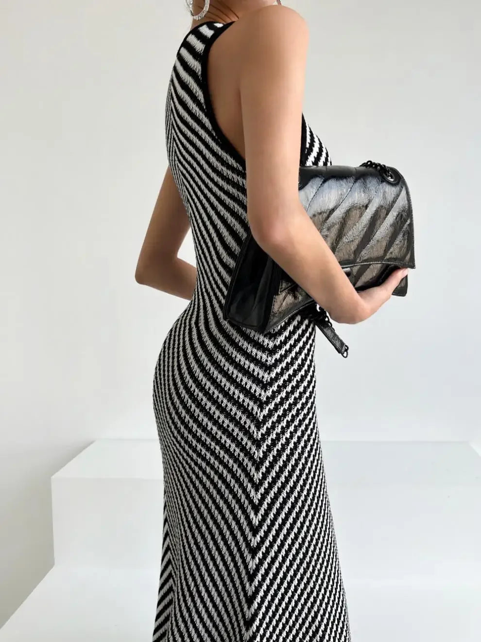 Striped Ribbed Midi Dress Mssaz Desses