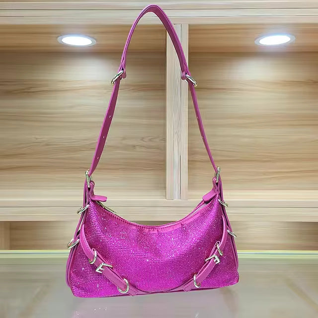 Satin Glitter Shiny Diamonds Clutch Purse Mssza