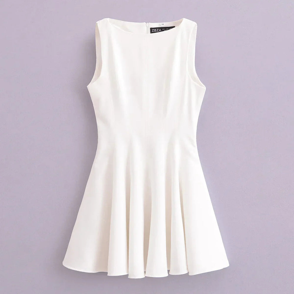 Sleeveless Pleated  Dress Mssaz Desses