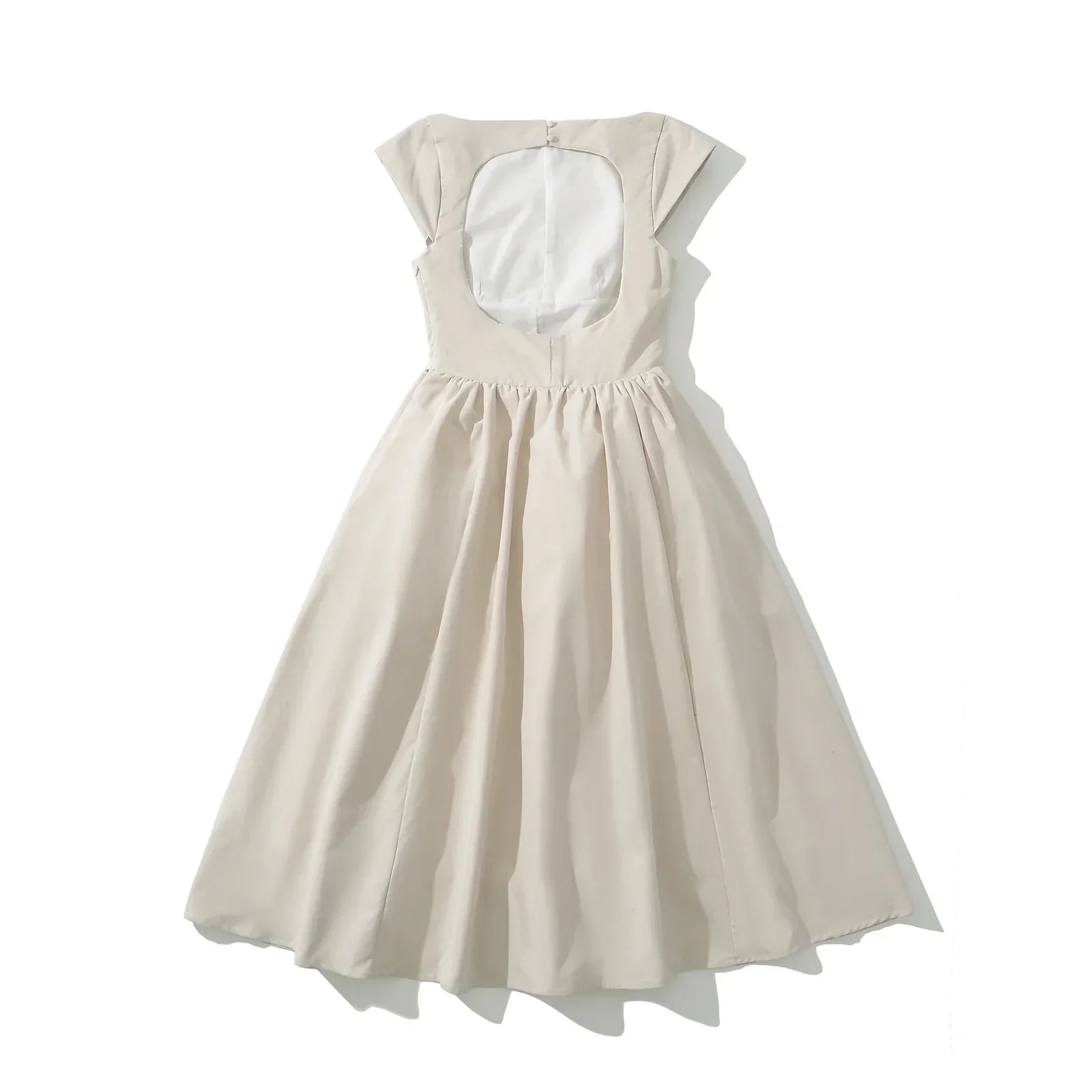 Short Sleeve Hollow Out Back Midi Dress Mssaz Desses