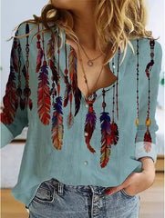 Modern Succulent Print Single-Breasted Casual Shirt Mssza