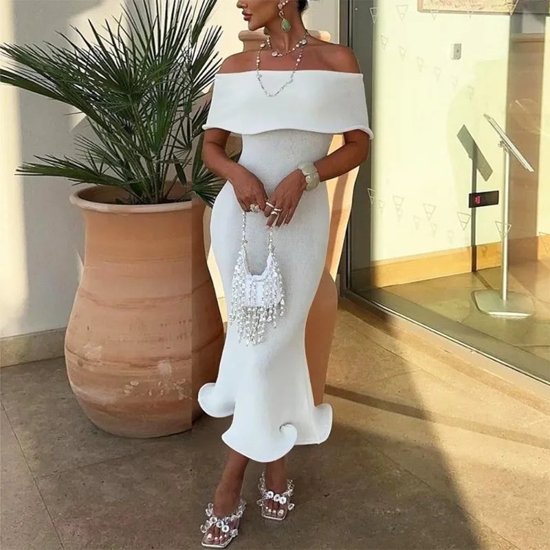Ruffled Backless Midi Party Dress Mssaz Desses