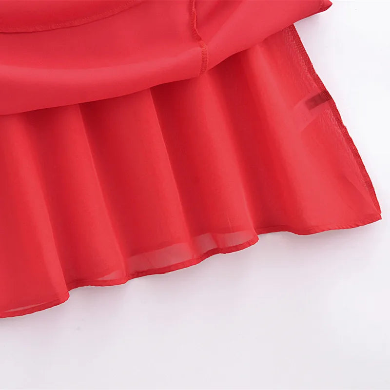 Solid Red Tie Bow Strap Midi Dress Mssaz Desses