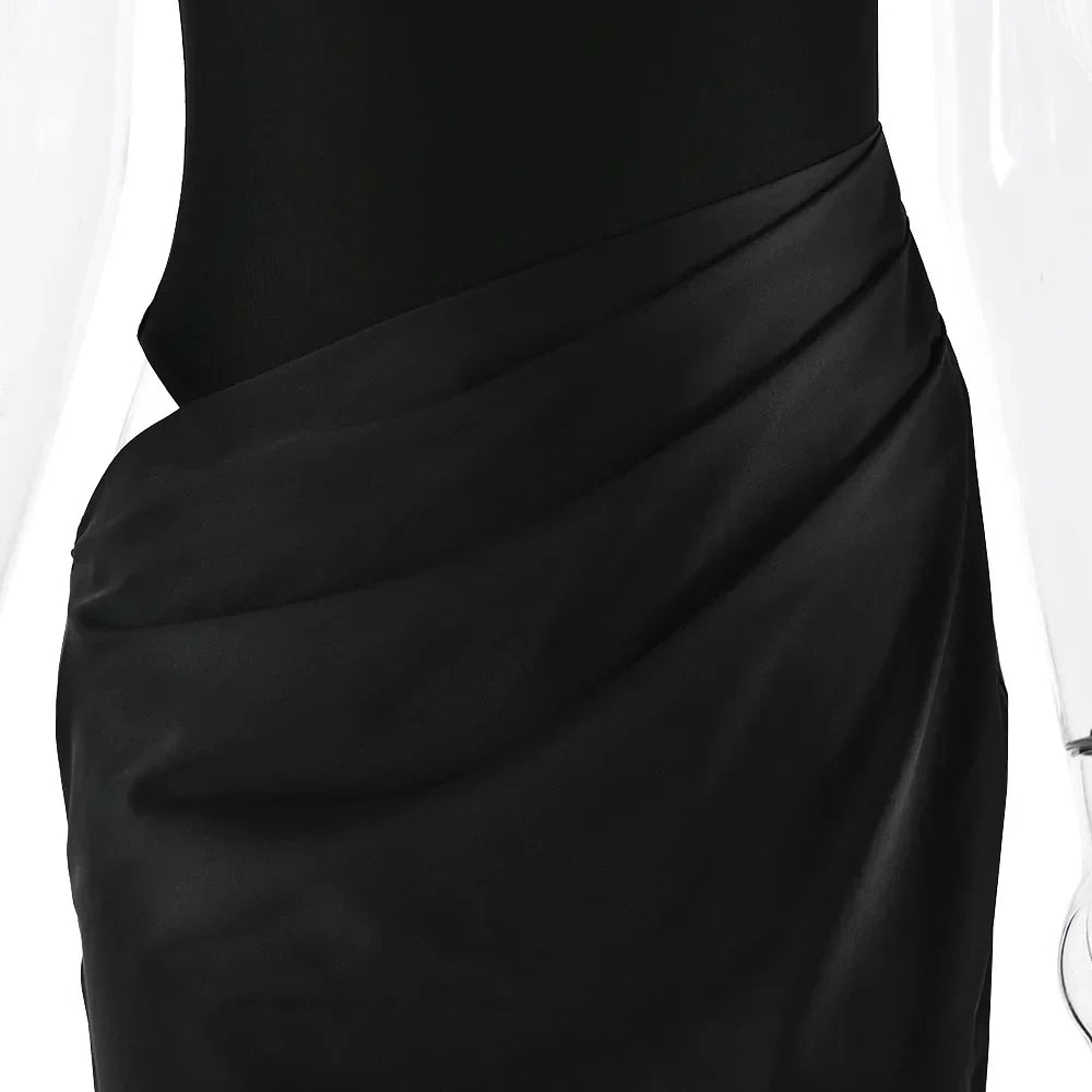 Satin Sleeveless High Neck Dress Mssaz Desses