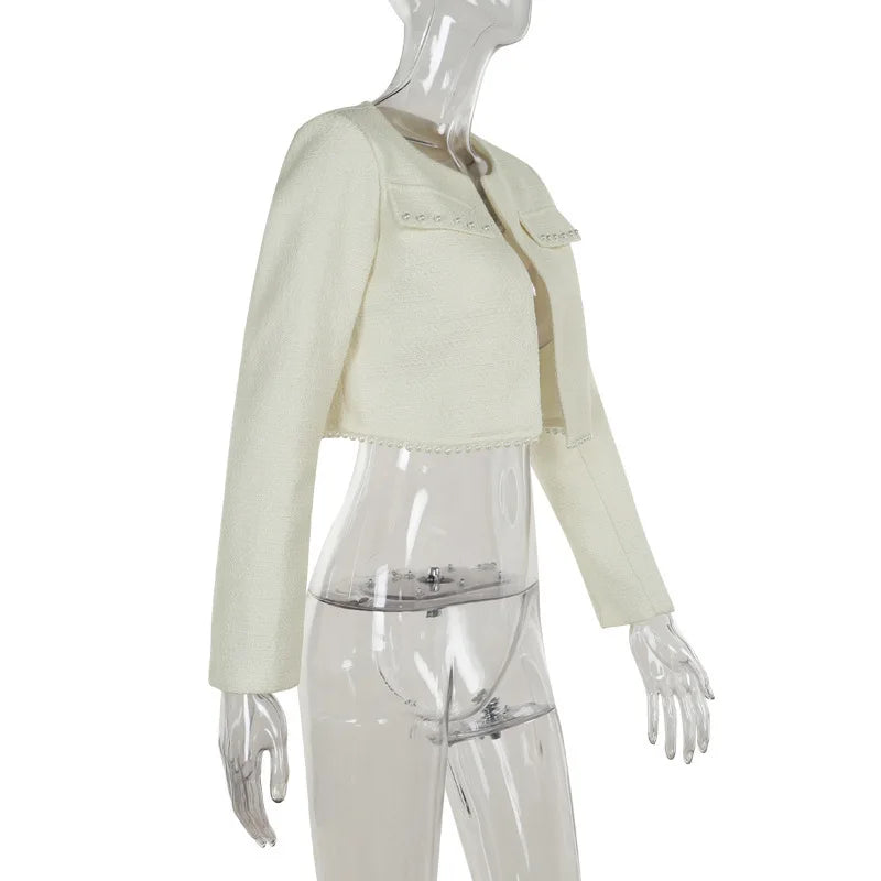 Pearl Long Sleeve Coat And Mini Strapless Dress Sets Mssaz Desses