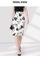 Elegant Floral Printed High Waist Back Slit Midi Pencil Skinny Skirts Mssza