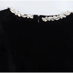 Black Rhinestone Velvet Mini Dress Mssaz Desses