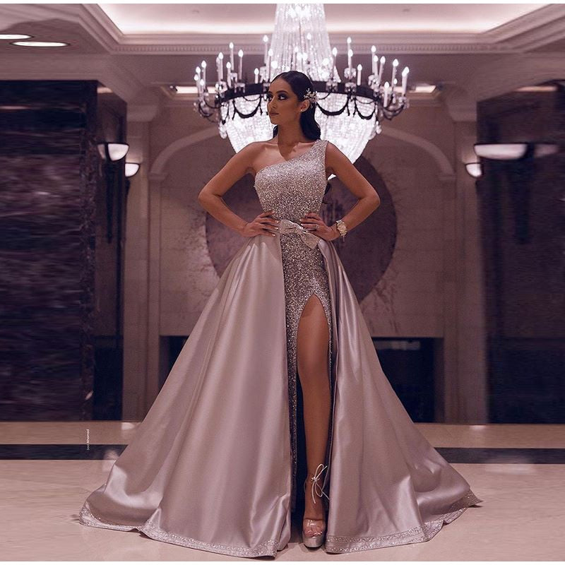 High Split Sequin Off Shoulder Sleeveless Maxi Dress Mssaz Desses