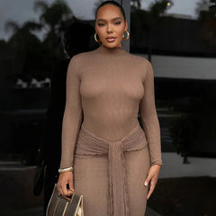 Long Sleeve Drape Turtleneck Maxi Dress Mssaz Desses