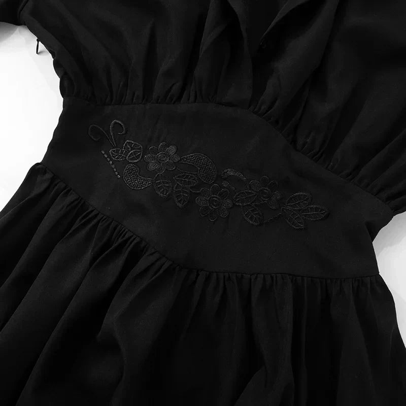 Turn-down Collar Pleated Mini Dress Mssaz Desses