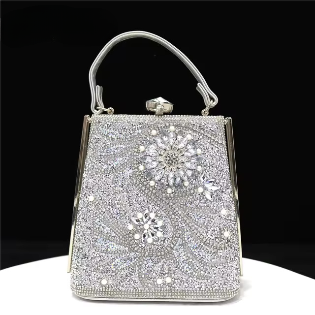 Water Diamond Print Pearl Luxury Party Handbag Mssza