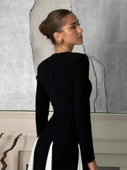 Pleated Patchwork Long Sleeve Maxi Dress Mssaz Desses