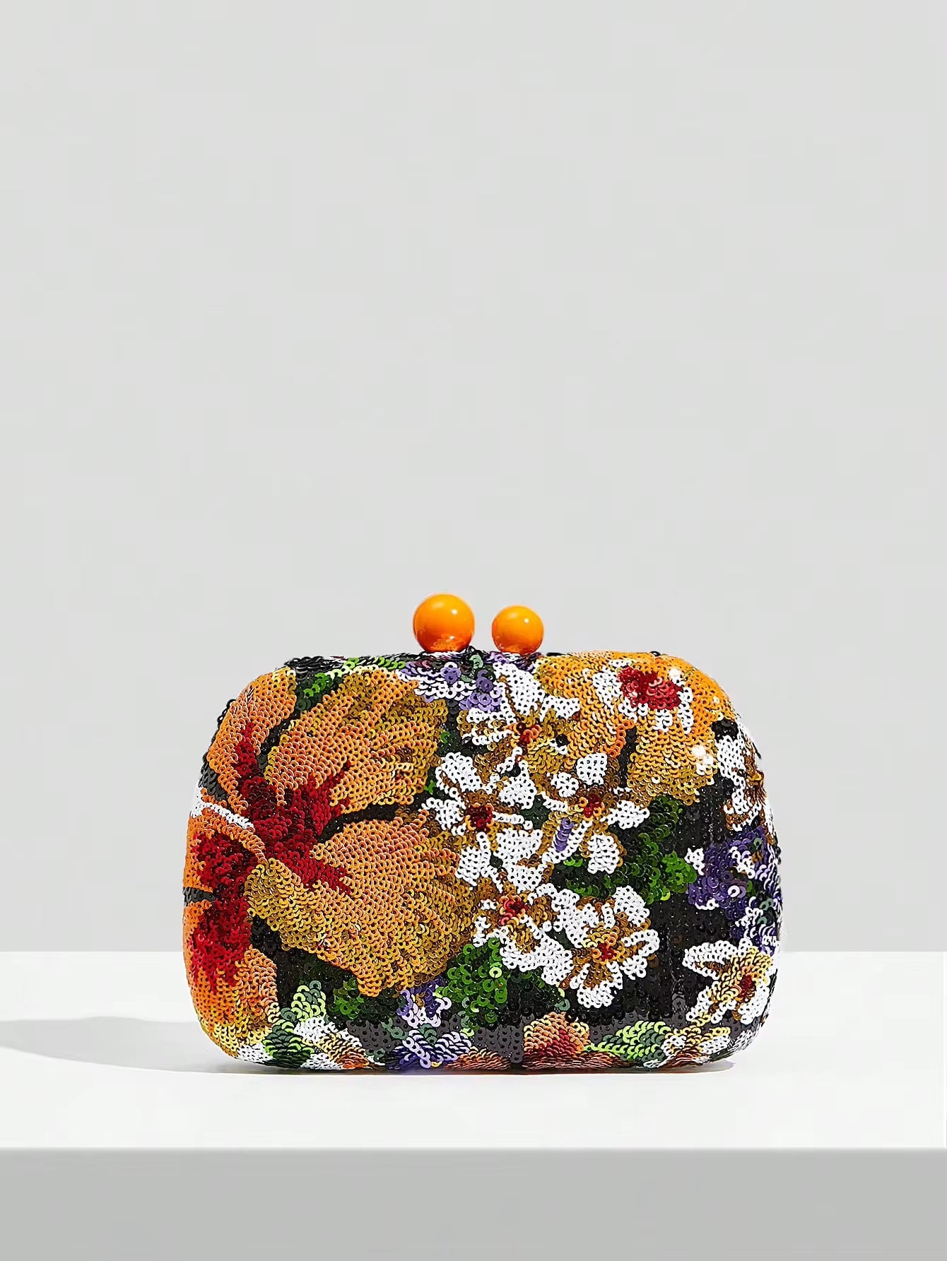 Black Sequin Random Pattern PU Leather Clutch Mssza