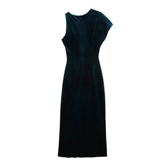 Asymmetric Sleeveless Velvet Dress Mssaz Desses