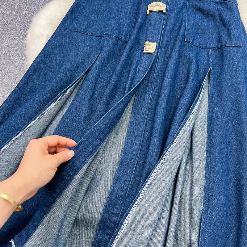 Denim Maxi Dress Mssaz Desses