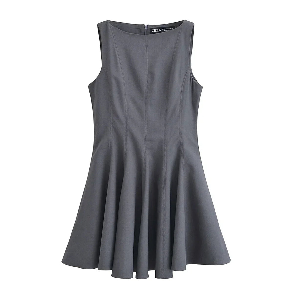 Sleeveless Pleated  Dress Mssaz Desses