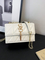Metal Tassel Ornament Small Square Plaid Stitching Crossbody Bag Mssza