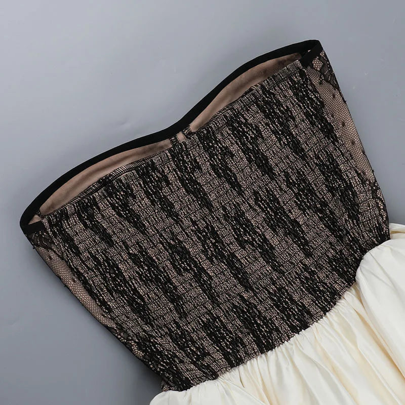 Patchwork Lace Black Backless Dress Mssaz Desses
