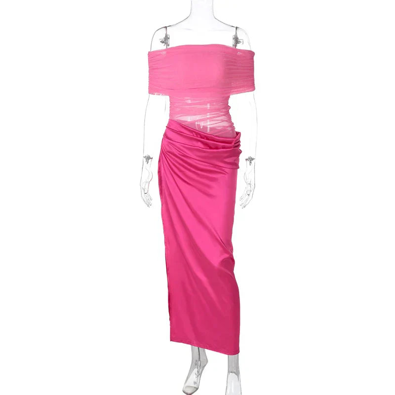 Off-the-Shoulder Strapless Backless Maxi Dress Mssaz Desses