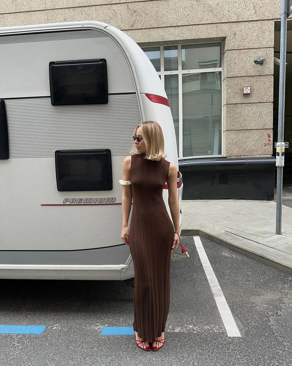 Sleeveless Turtleneck Maxi Dress Mssaz Desses