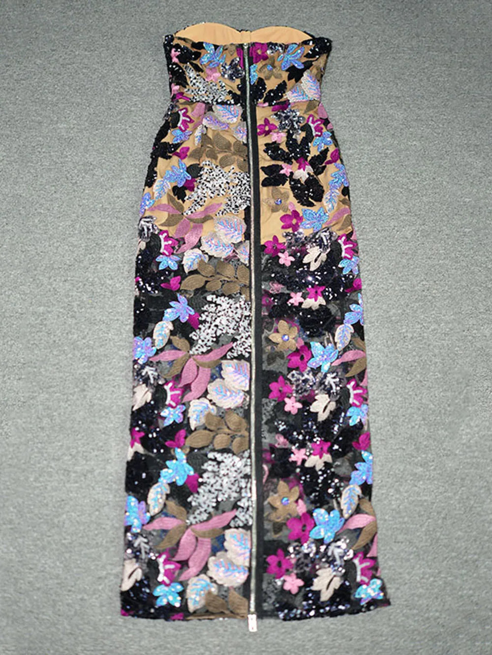 Sequin Floral Strapless Maxi Dress Mssaz Desses