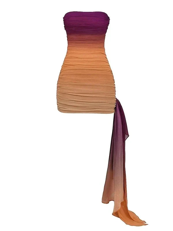 Ombre Draped Bodycon Tube Mini Dress Mssaz Desses