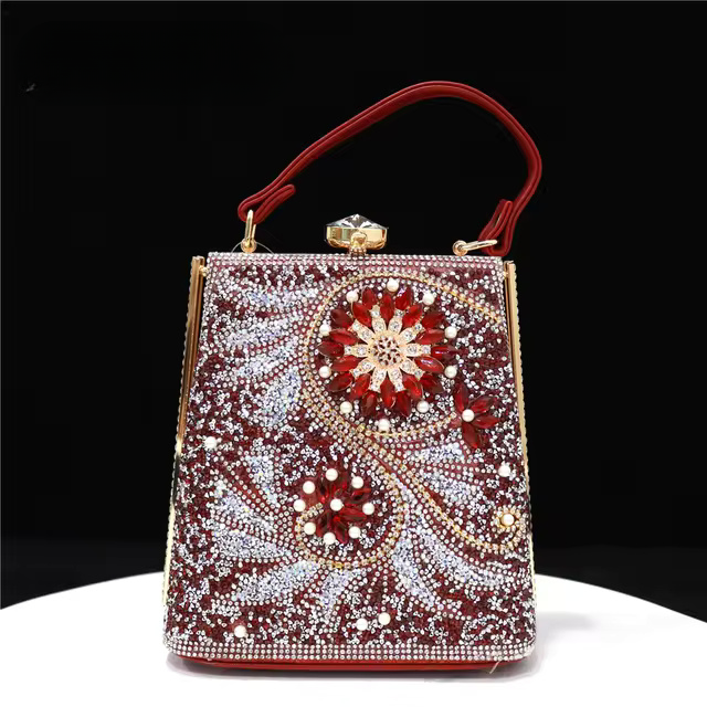 Water Diamond Print Pearl Luxury Party Handbag Mssza