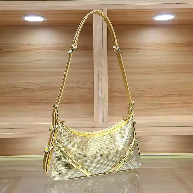 Satin Glitter Shiny Diamonds Clutch Purse Mssza