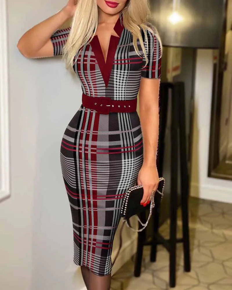 Polka Dot Print V Neck Long Sleeve Clothing Midi Dress Mssaz Desses