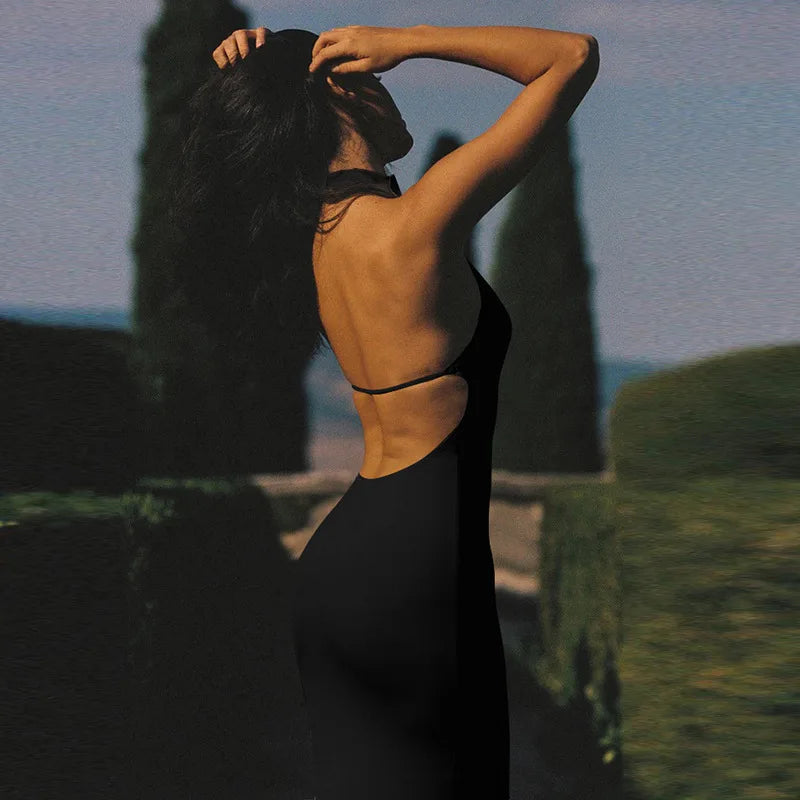 Halter Flower Backless Maxi Dress Mssaz Desses