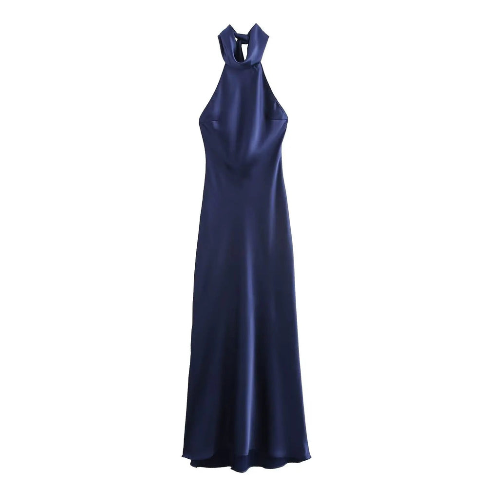 Solid Sleeveless Backless Bow Zipper Long Dress Mssaz Desses