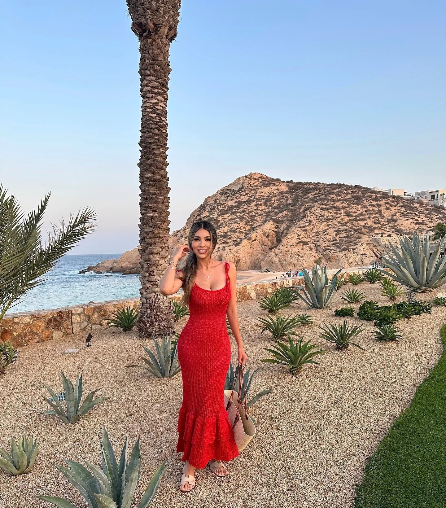 Spaghetti Ruffle Wrap Knit Beach Dress Mssaz Desses
