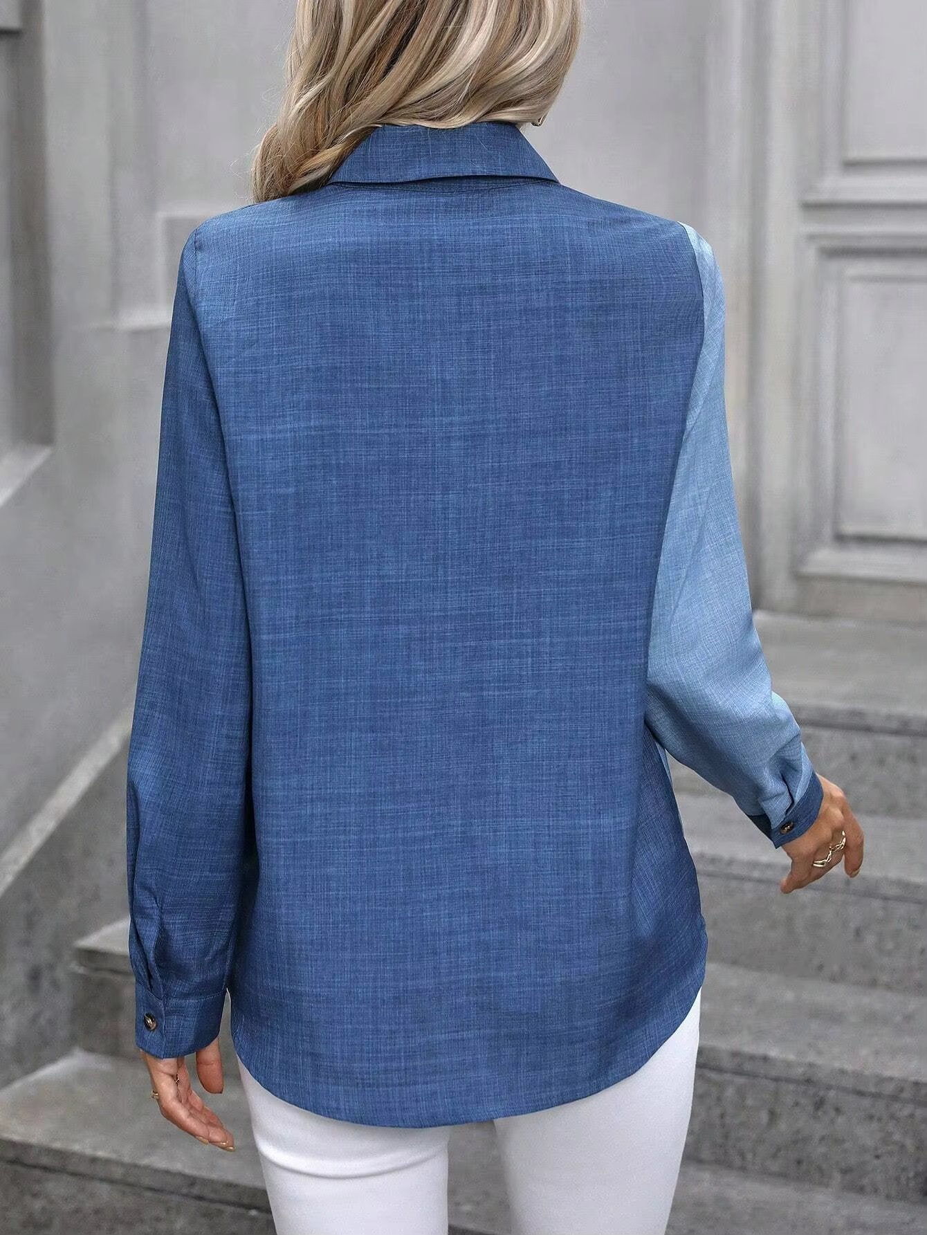 Long-sleeved Lapel Casual Simple Shirt Mssza