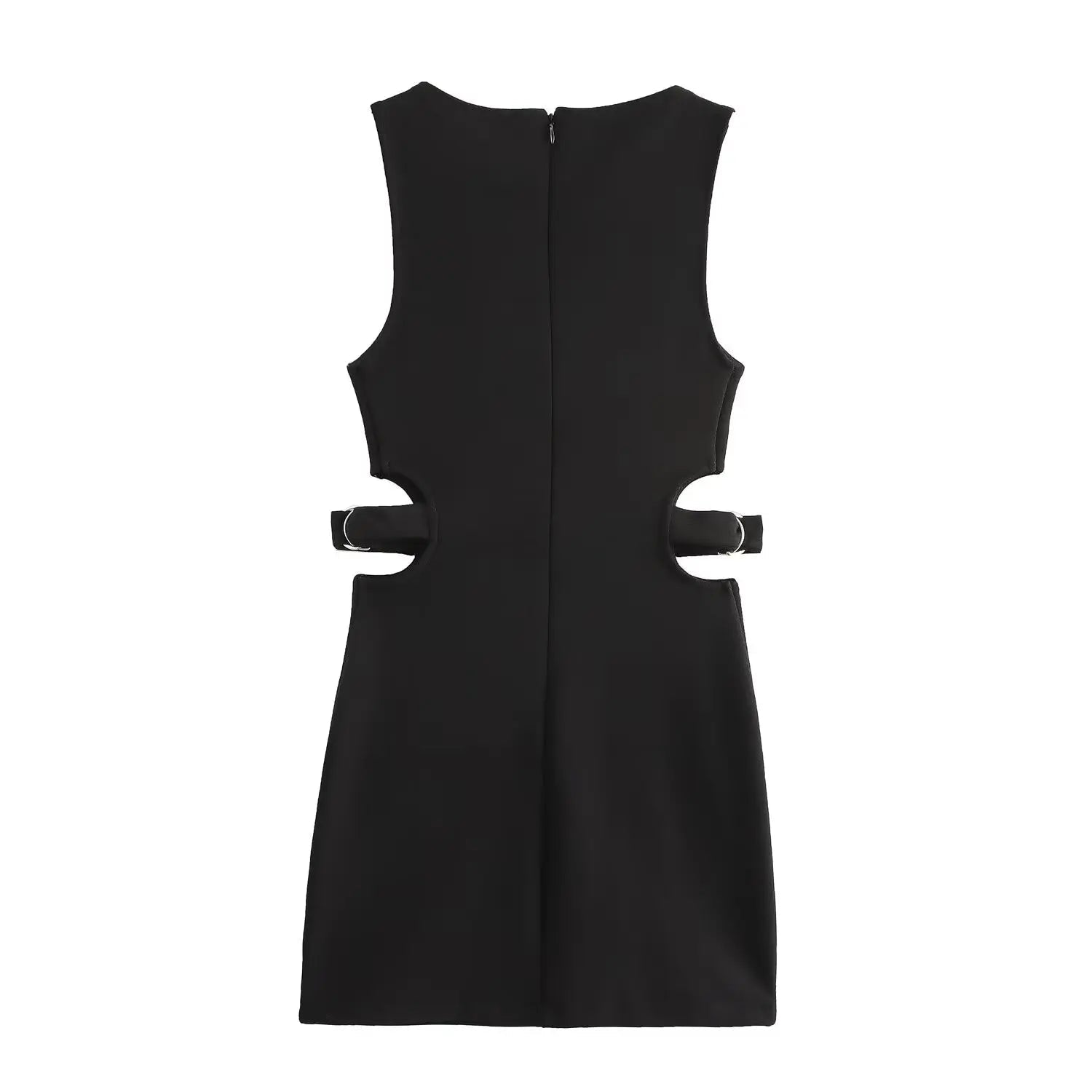 Crop Hollow Waist Black Mini Dress Mssaz Desses