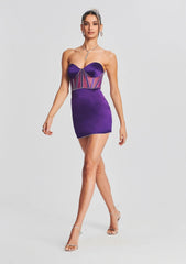 Purple Spaghetti Strap Short Dress Party Gown Mssaz Desses