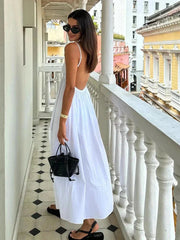 Backless Midi Dress Camisole Chic V-Neck & Easy Fit Mssaz Desses