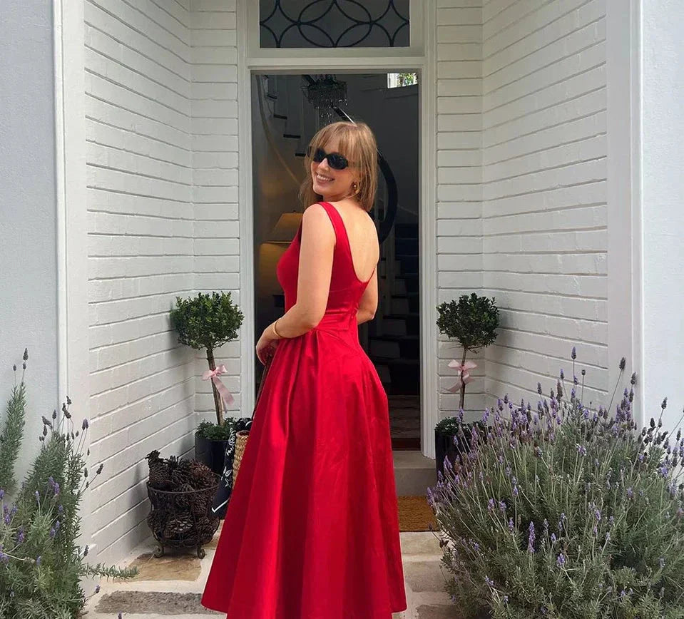 Solid Halter Backless Long Dress Mssaz Desses
