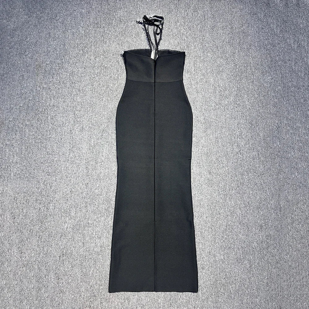 Black Diamond Strapless Maxi Bandage Dress Mssaz Desses