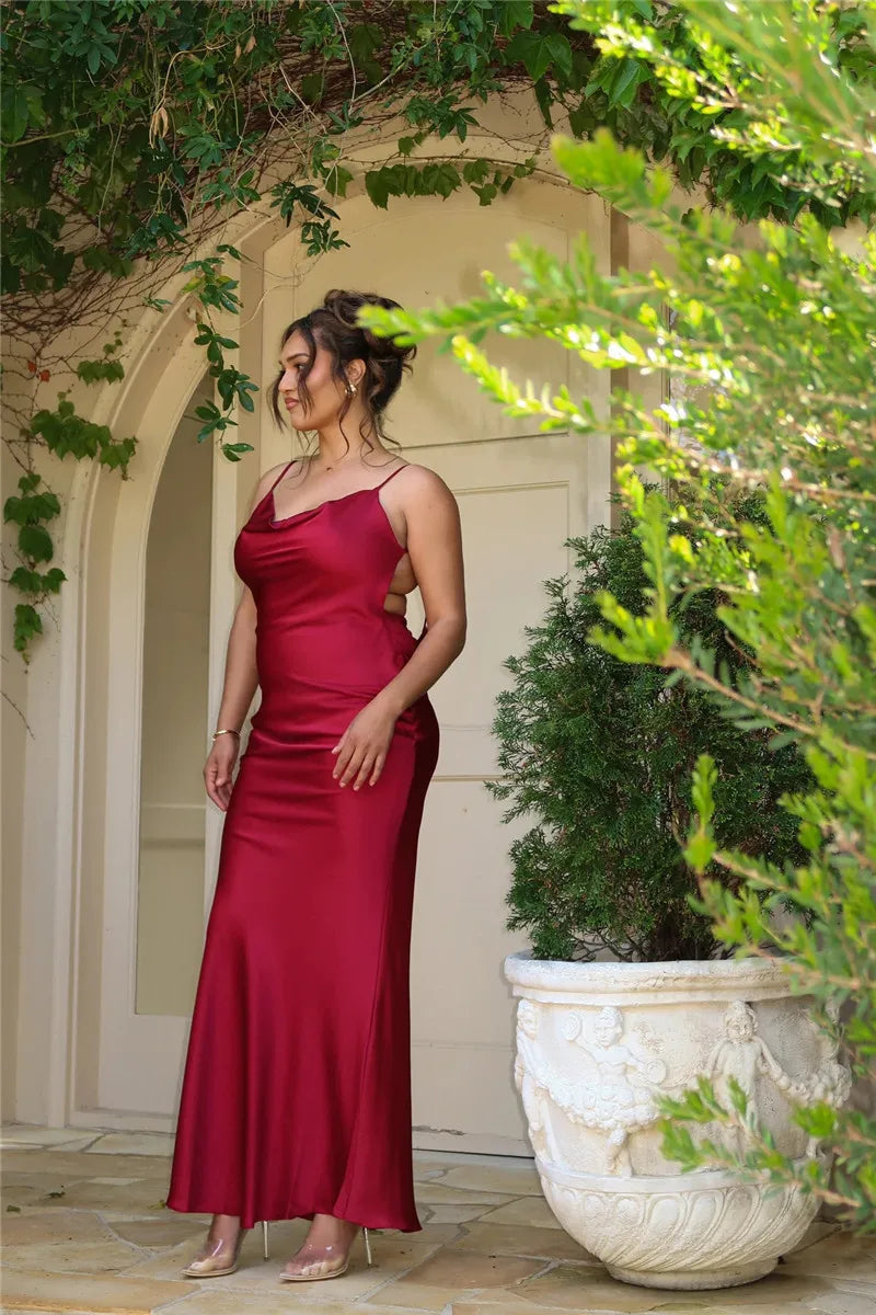 Floral Draped Open Back Spaghetti Strap Maxi Dress Mssaz Desses