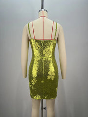 Sleeveless Mesh Sequins Butterfly Mini Dress Mssaz Desses