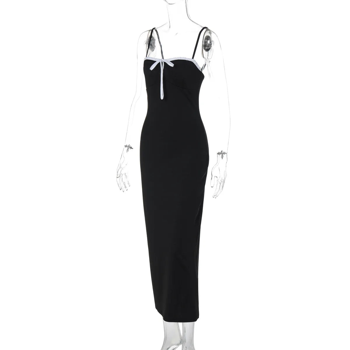 Open Back Lace Patchwork Black Maxi Dress Mssaz Desses