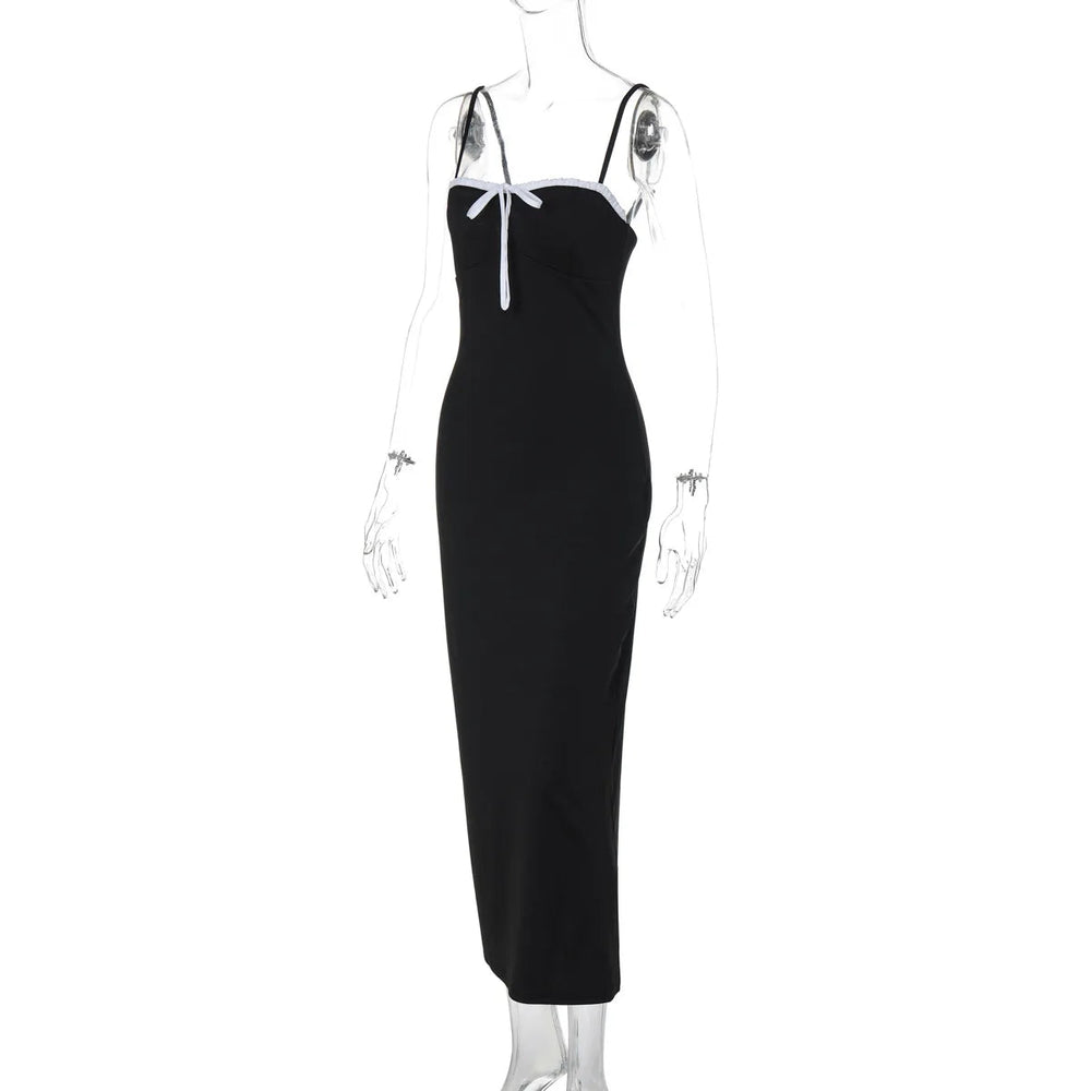 Open Back Lace Patchwork Black Maxi Dress Mssaz Desses
