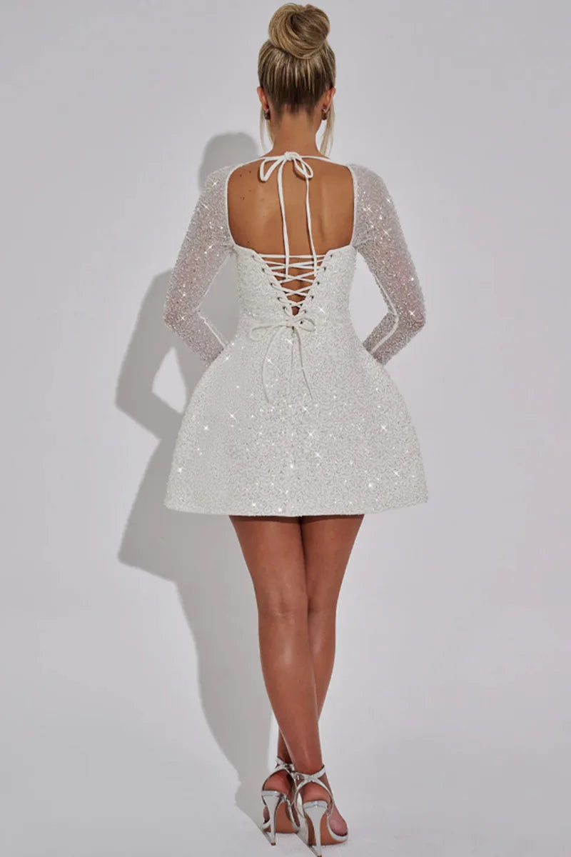 Glitter Bandage Backless A-line Party Dress Mssaz Desses