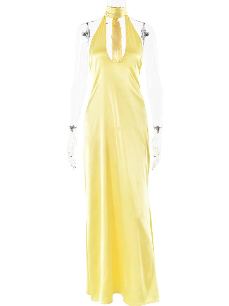 Satin Open Back Dress Mssaz Desses